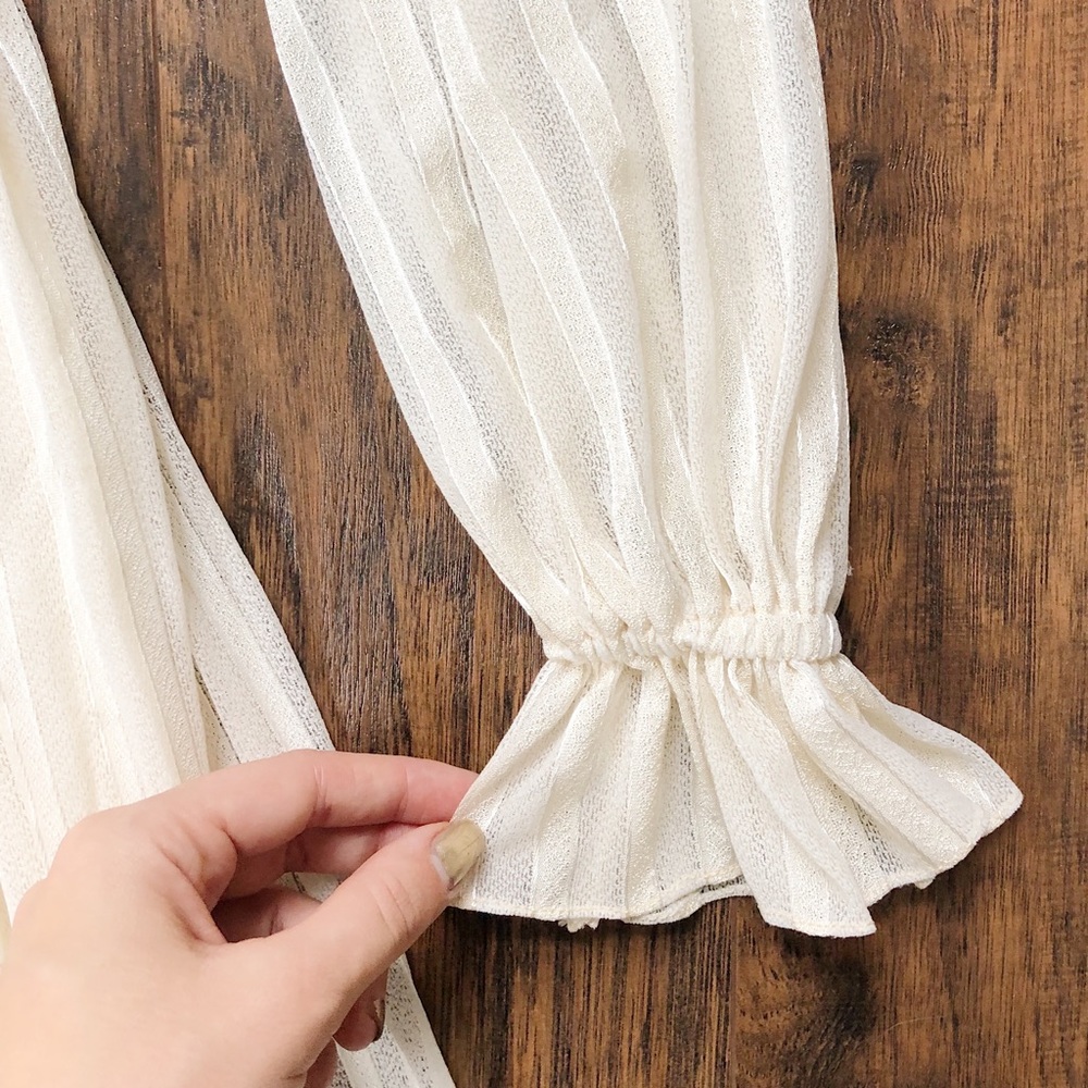 SOLD vintage • 70s cream maxi dress striped boho peasant fairy coquette bride - Picture 10 of 13